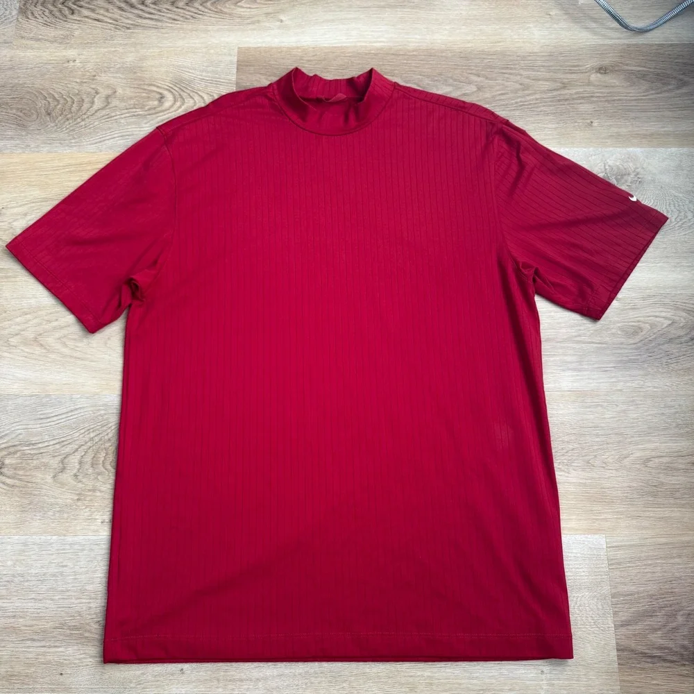Nike Red Mock Neck Ribbed Golf Shirt Mens Large Gorpcore Active